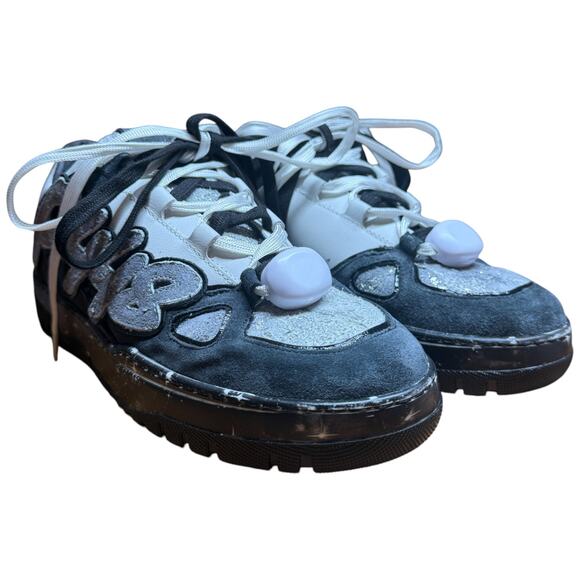 P448 George Stella Low Top Women's EU 41 US 10-10.5 Sneakers Black White Shoes - Picture 7 of 13